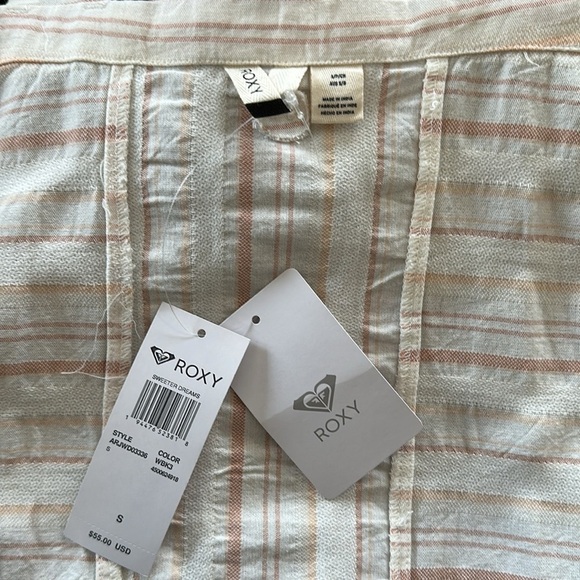 Roxy Sweeter Dreams Striped Cream Summer Mini Dress, Size Small - Picture 12 of 13